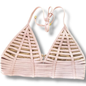 Beach Bunny Hard Summer Pink Beige Longline Bikini Top XXL